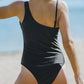 Black One-shoulder Mesh Cutout One Piece