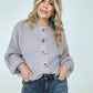 Solid Balloon Sleeve Button Front Cardigan