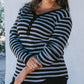 Stripe V Neck Button Down Sweater