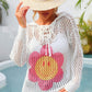 Flower Graphic Lace-Up Openwork Hooded Cover Up