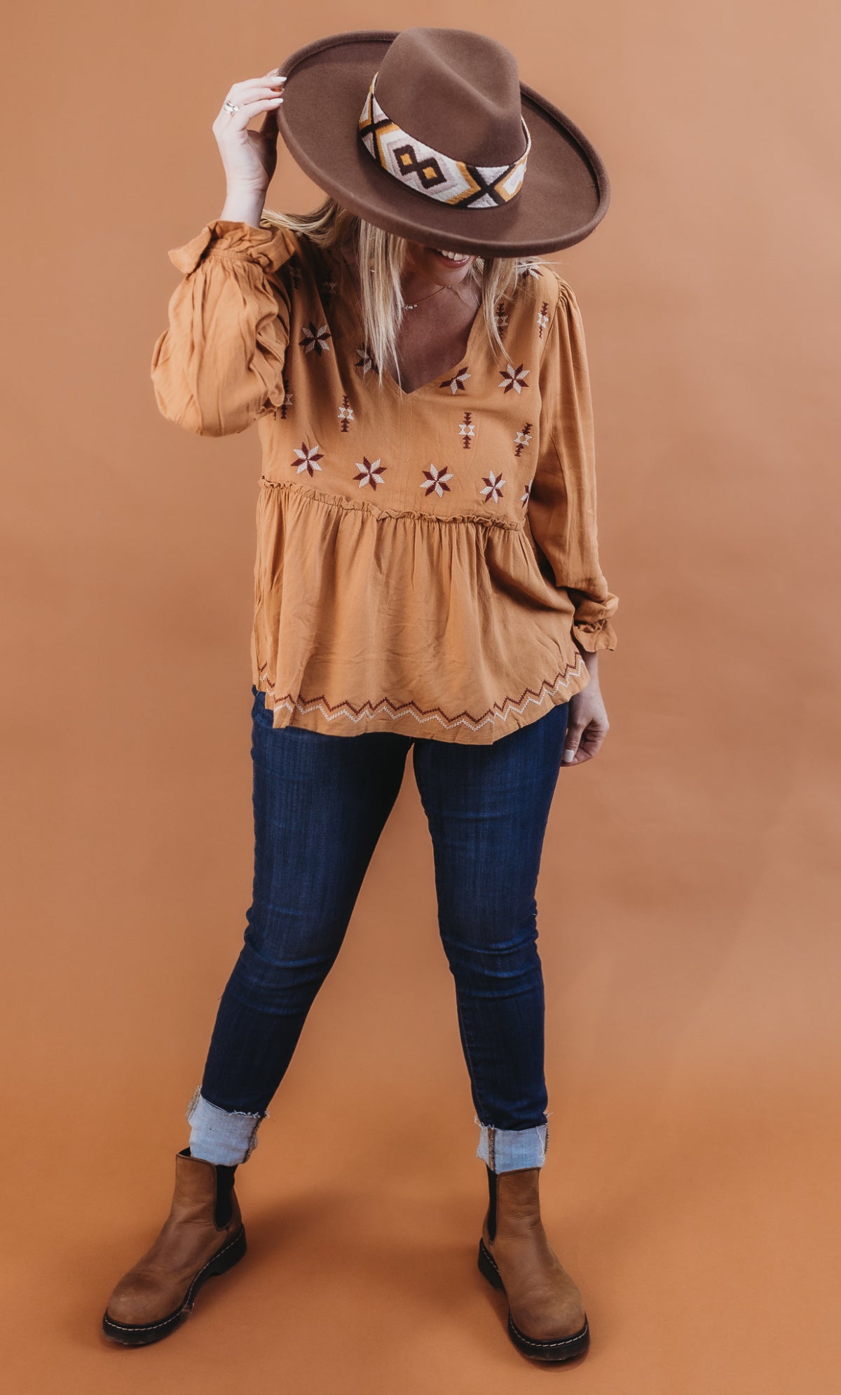 Embroidered Babydoll Blouse