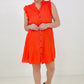 Button Down Mini Dress with Ruffle Sleeves