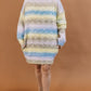 Color Block Strip Round Neck Loose Sweater Tunic