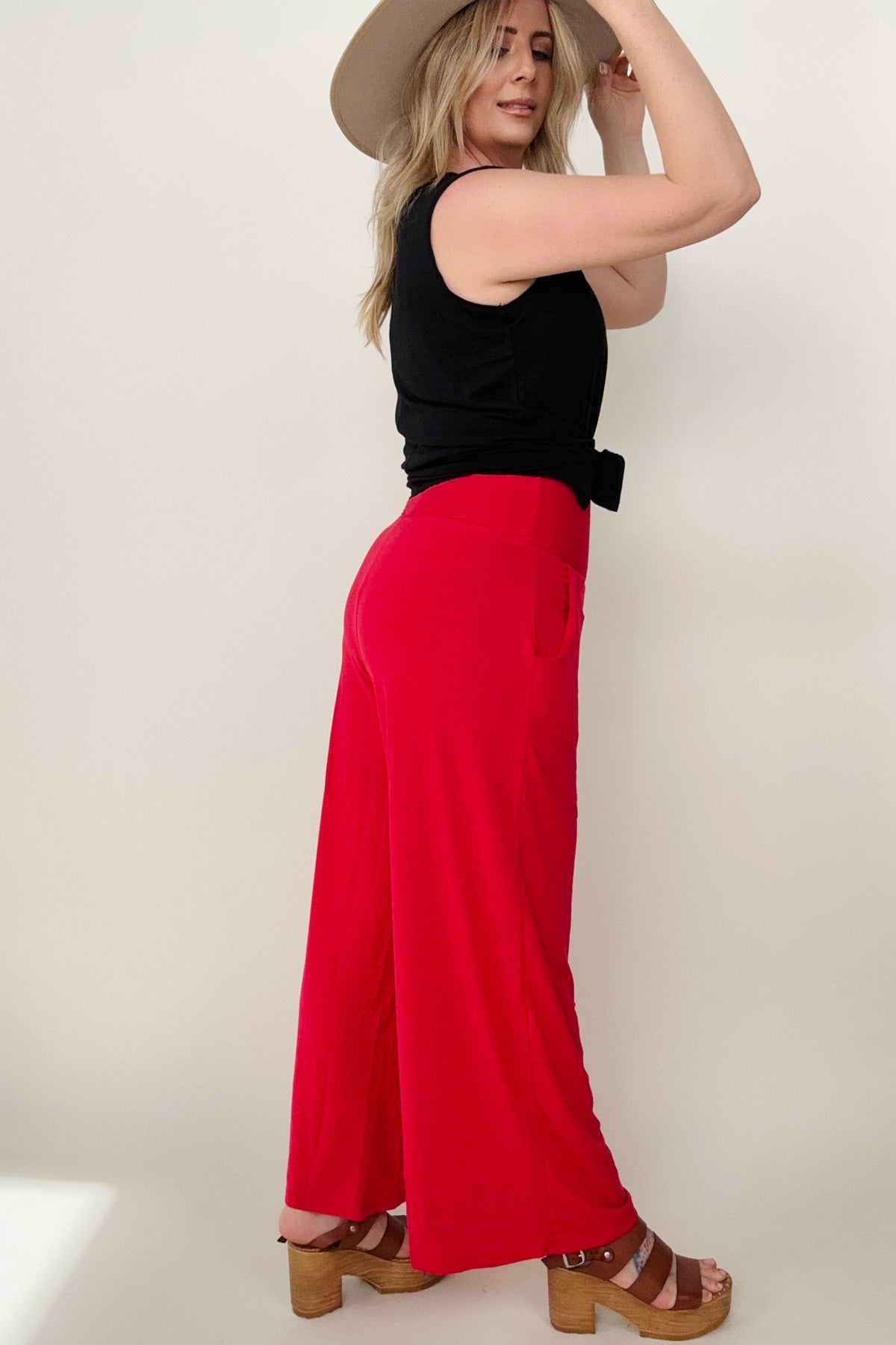 Smocked Waistband Wide Leg Pants - 2 colors