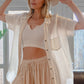 Cotton Raw Edge Short Sleeve Top