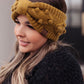 Pom Knit Head Wrap in Mustard