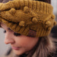 Pom Knit Head Wrap in Mustard