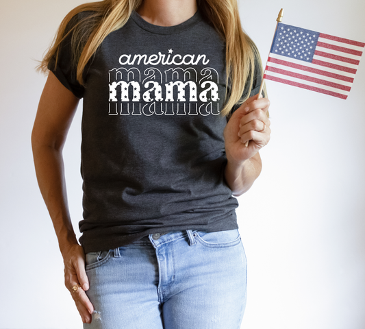 PREORDER: American Mama Graphic Tee in Heather Charcoal