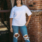 Rae Mode Washed Cotton Round Neckline Short Sleeves Top