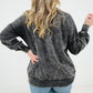 Acid Wash Raw Edge Front Pocket Pullover