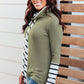 Secret Stripes Cowl Neck Top in Olive