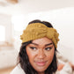 Pom Knit Head Wrap in Mustard
