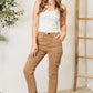 Risen High Waist Utility Straight Cargo Jeans