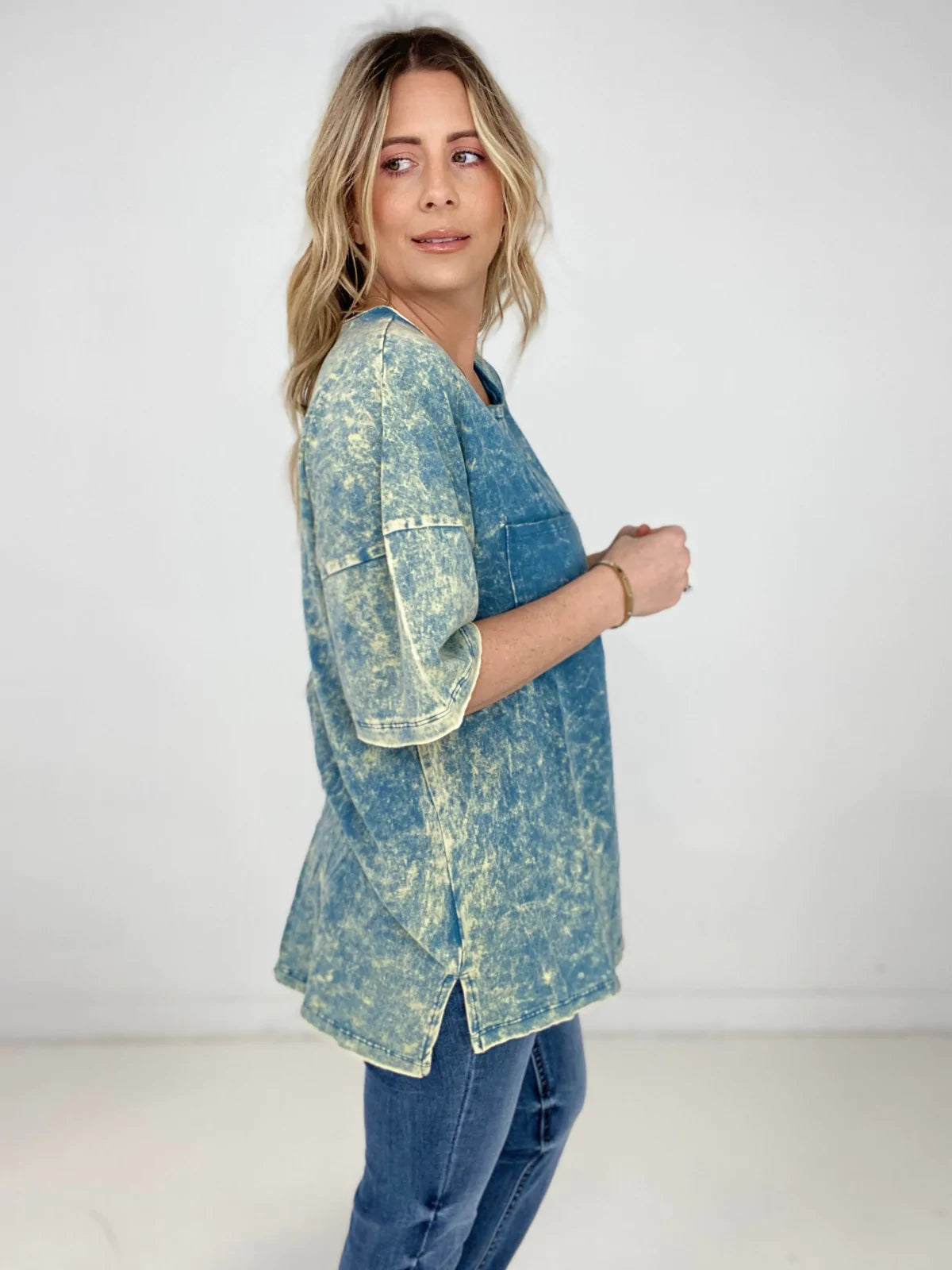 Acid Wash Boyfriend Top