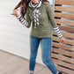 Secret Stripes Cowl Neck Top in Olive