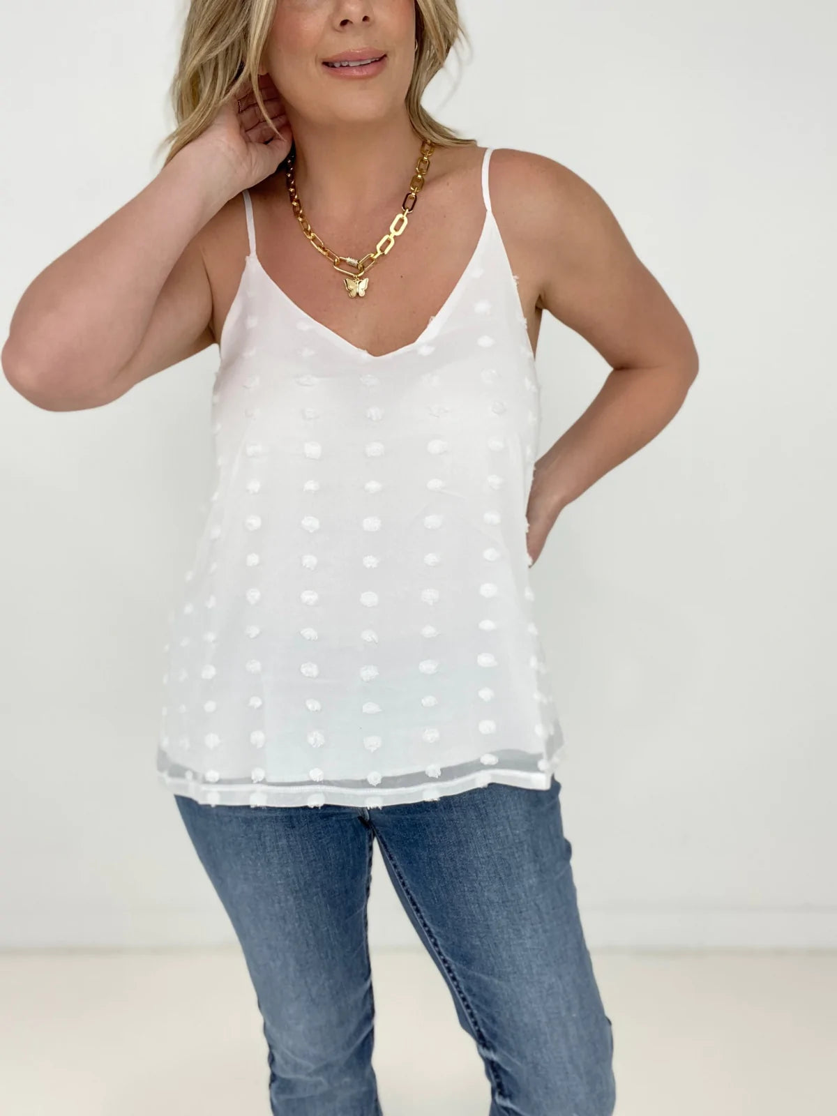 Swiss Dot Adjustable Strap Cami