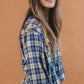 Comfy Half Zip Plaid Chambray Mixed Pullover