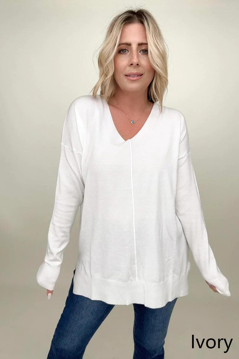 Front Seam Light Knit Sweater