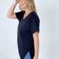 Zenana "Luxe" Rolled Sleeve Side Slit Hi-Low Hem Top