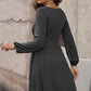 Scoop Neck Button Front Dress - (Black, Green, Gray and Blue)