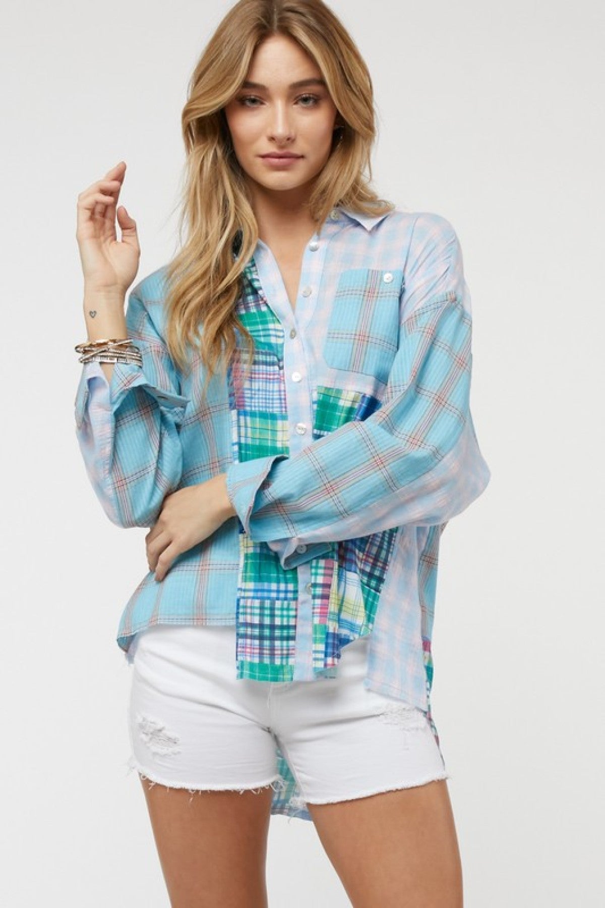 Davi & Dani Pladi Button Down Long Sleeve Shirt