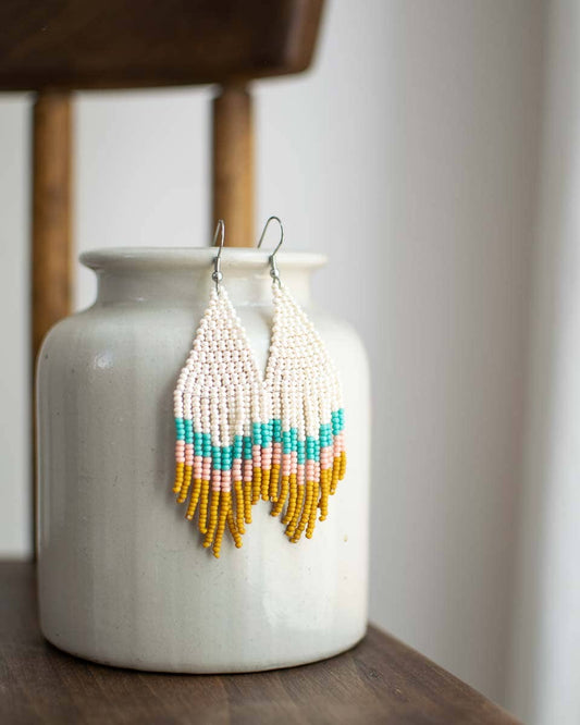 Beaded Fringe Earrings in Verano