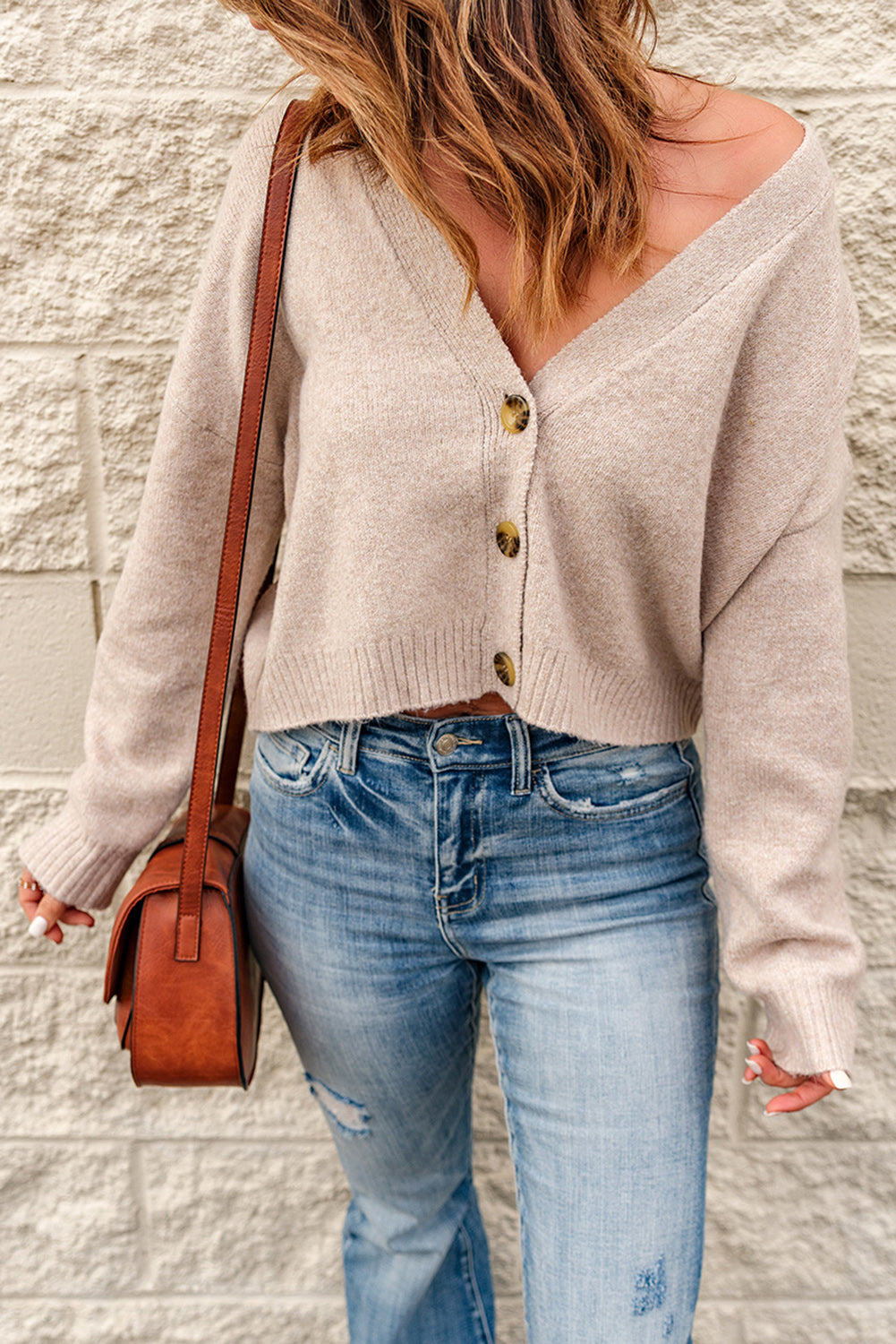 Crop It Like It's Hot Button Front Sweater