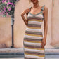 Striped Tie Shoulder Split Cover Up Dress