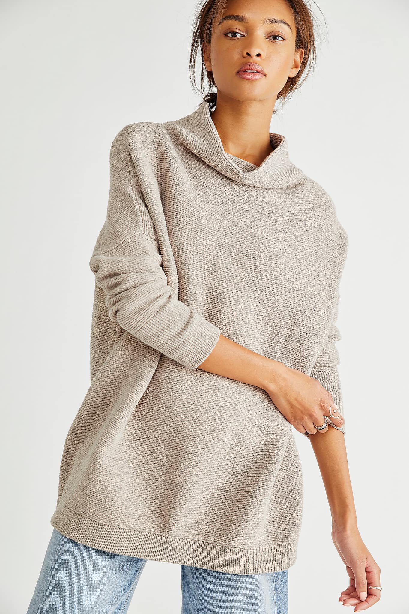 Slouchy Ribbed Tunic Sweater - Multiple Colors