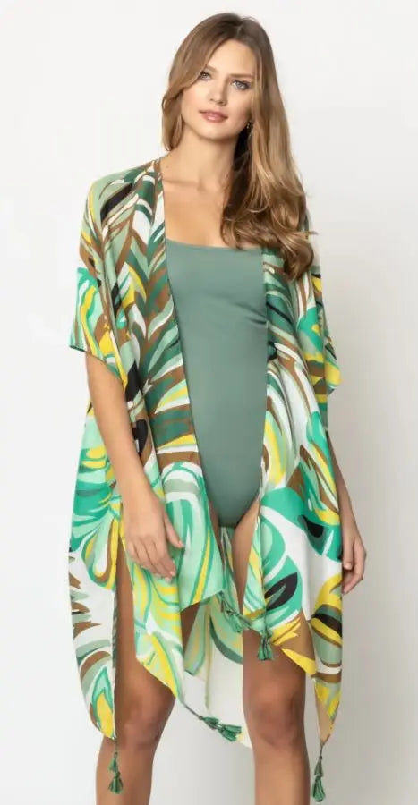 PREORDER: Tropical Palm Print Kimono in Two Colors
