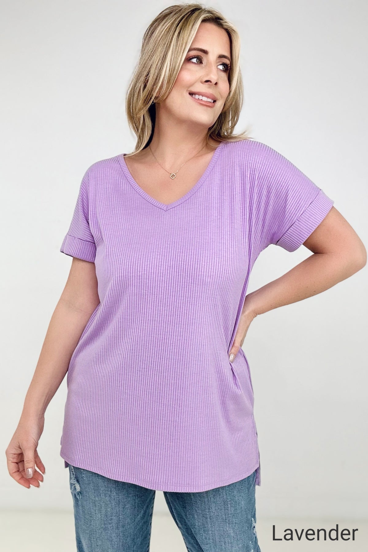 Simply Spring Ribbed V-Neck top
