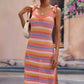 Striped Tie Shoulder Split Cover Up Dress