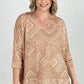 Aztec Print French Terry V Neck Top