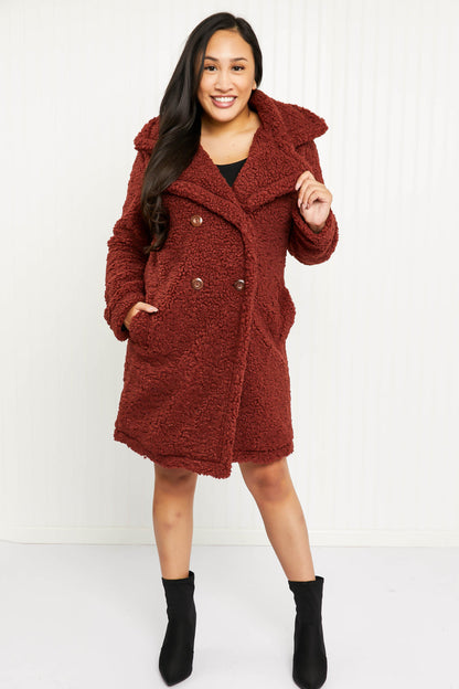 SIZE MEDIUM Double-Breasted Teddy Coat