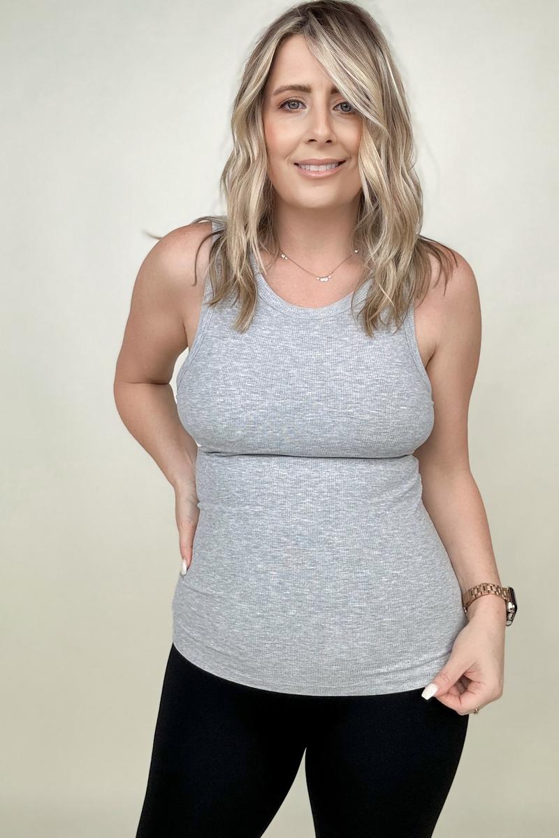 Total Brami Slim Fit High Neck Ribbed Tank Top - Multiple Colors