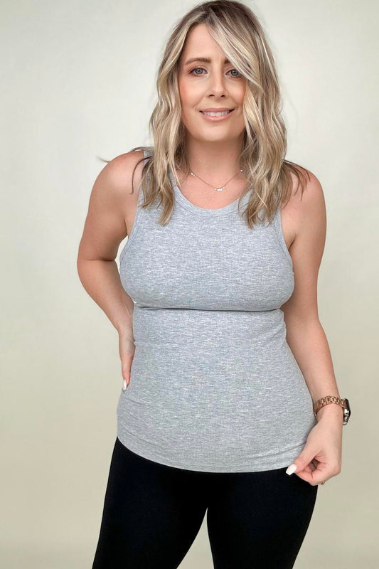 Total Brami Slim Fit High Neck Ribbed Tank Top - Multiple Colors