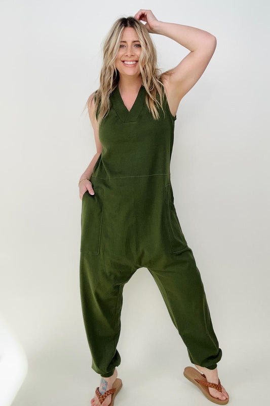 Solid Sleeveless Harem Jumpsuit - Multiple Colors