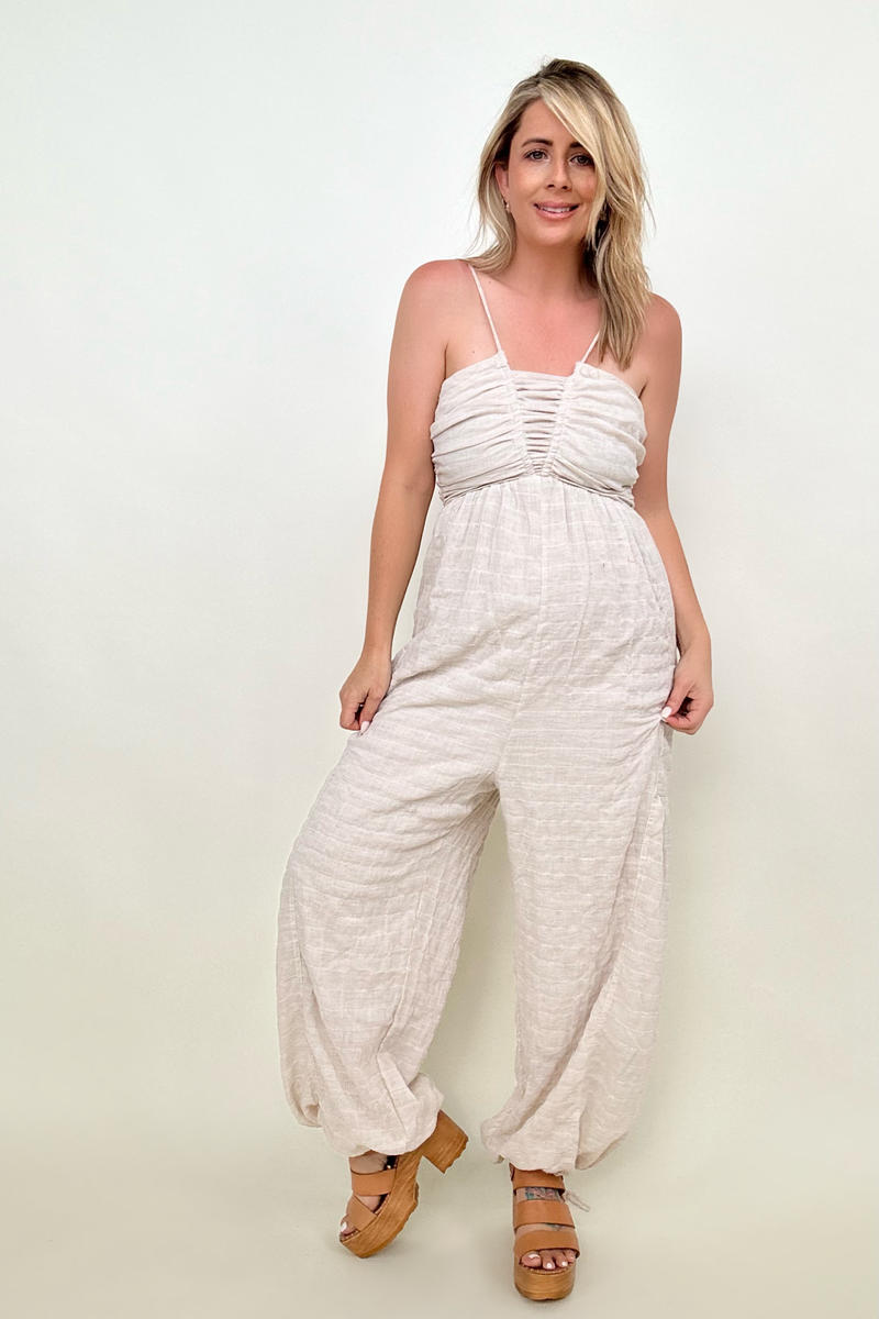 Sleeveless Halter Tie Back Woven Jumpsuit