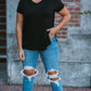 Rae Mode Solid V Neck Short Sleeve Top