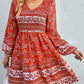 Bohemian V-Neck Balloon Sleeve Dress