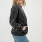 Acid Wash Raw Edge Front Pocket Pullover