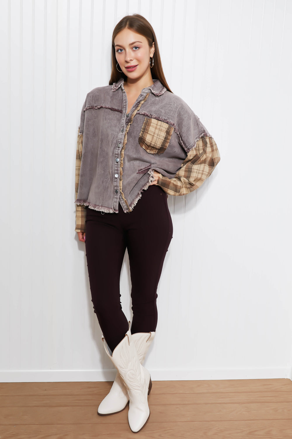 SIZE SMALL In The Twilight Plaid Shacket