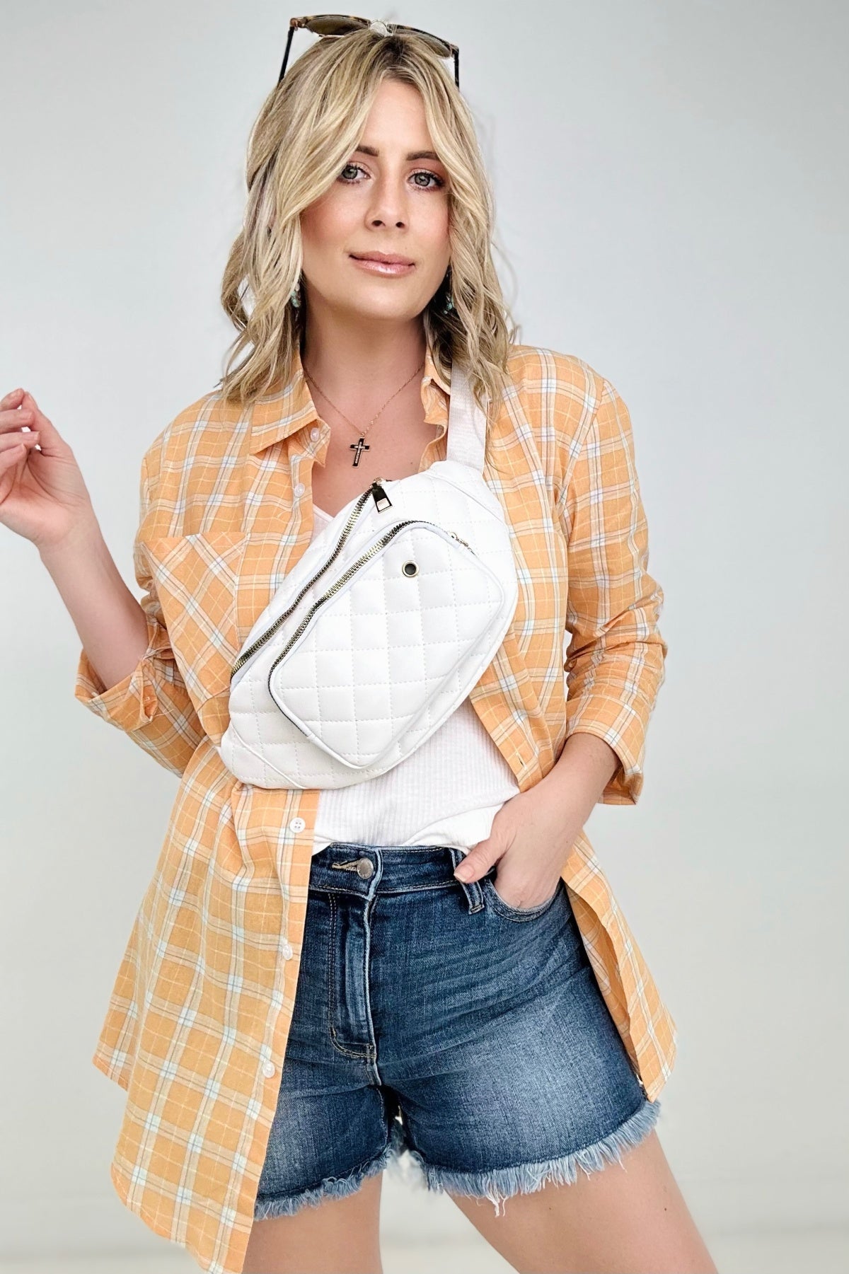 Spring Button Down Plaid Shirt