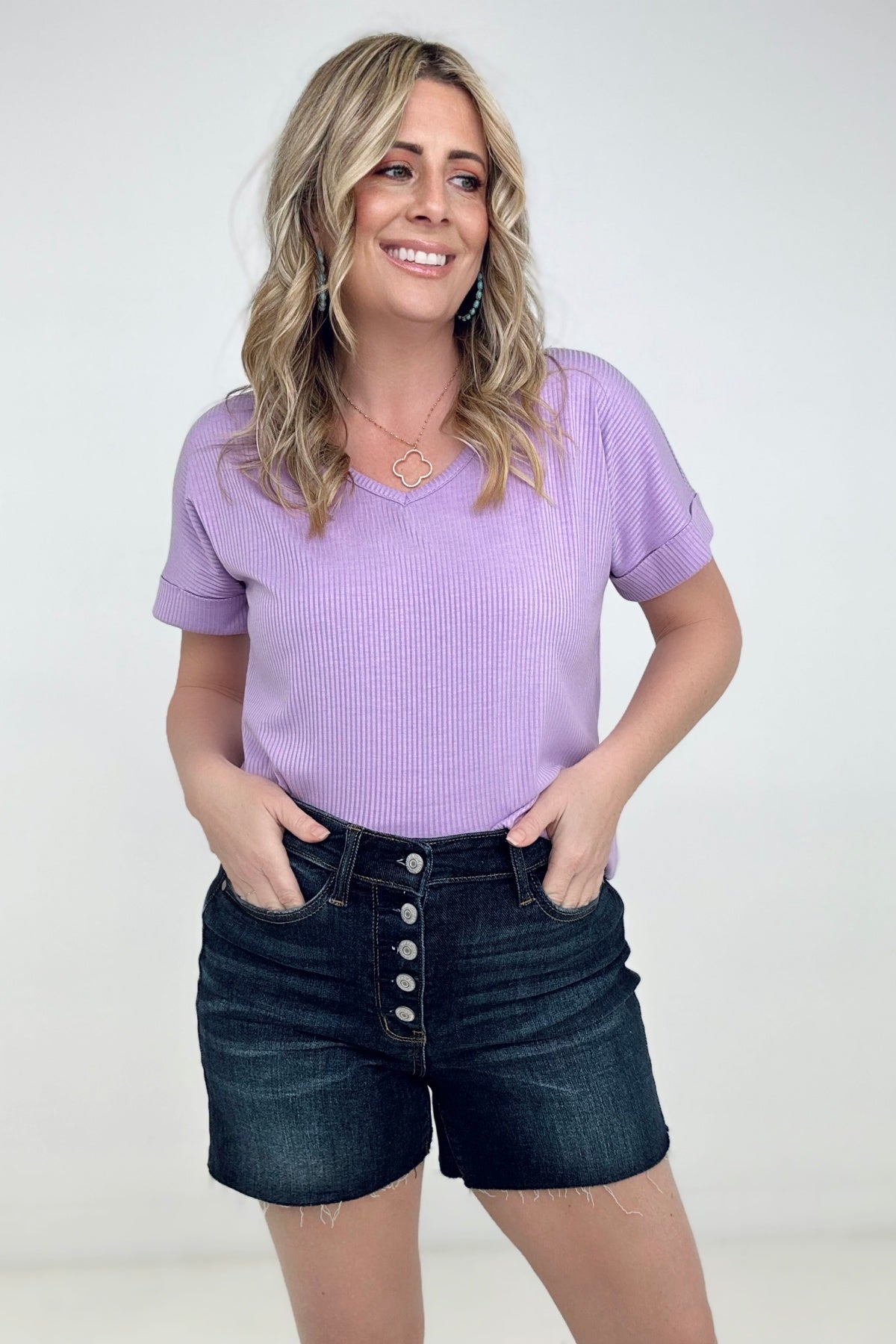 Judy Blue Dark Wash Buttoned Fly Cut Off Denim Shorts