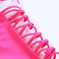 Pink Criss Cross Backless Deep V Neck One Piece Swimsuit