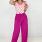 Pink High Waist Woven Wide Leg Pants