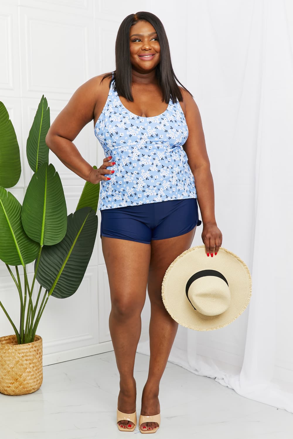 Marina West Swim By The Shore Two-Piece Swimsuit in Blossom Navy