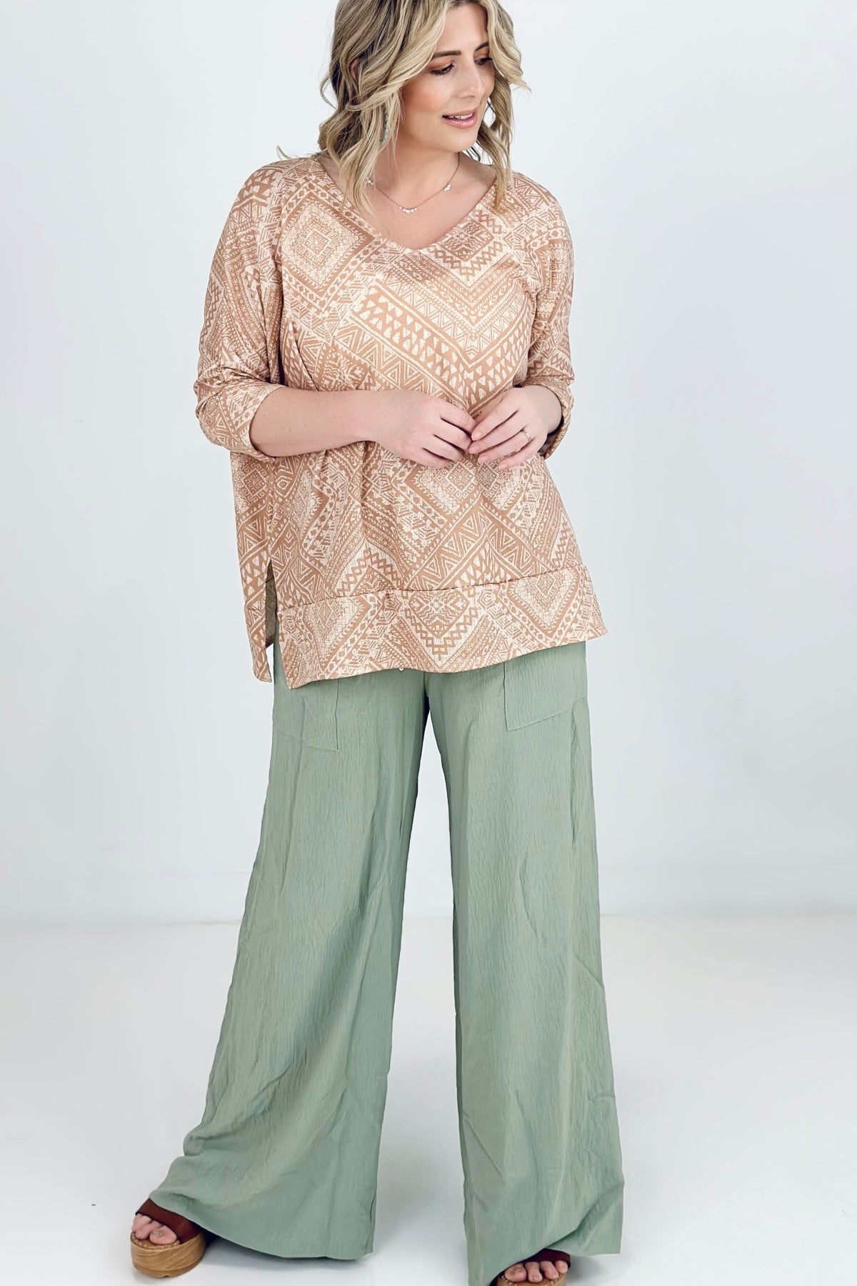 Sage Solid Wide Leg Pants