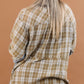 Comfy Half Zip Plaid Chambray Mixed Pullover