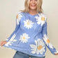 Daisy Print Crew Neck Loose Knit Top